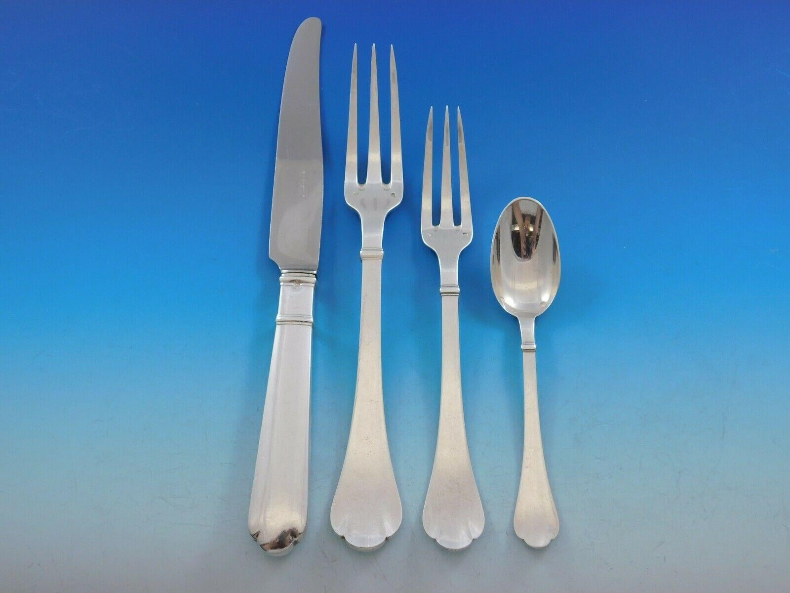 Cardinal by Puiforcat French Sterling Silver Flatware Set Service 59 Pcs Dinner In Excellent Condition In Big Bend, WI