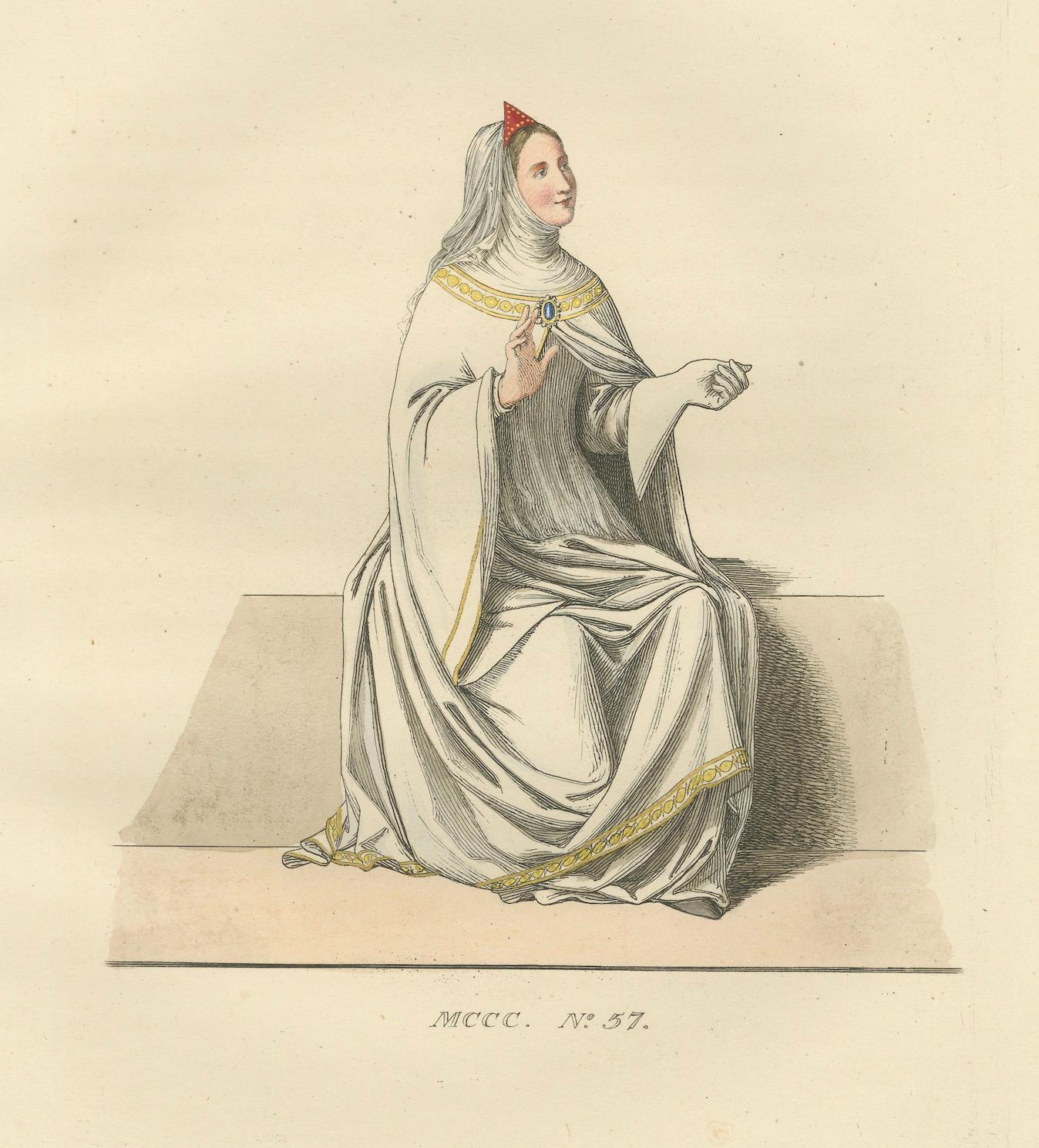 French Cardinal, Commoner, and Florentine Noble in 15th-Century Italian Costume, 1845 For Sale