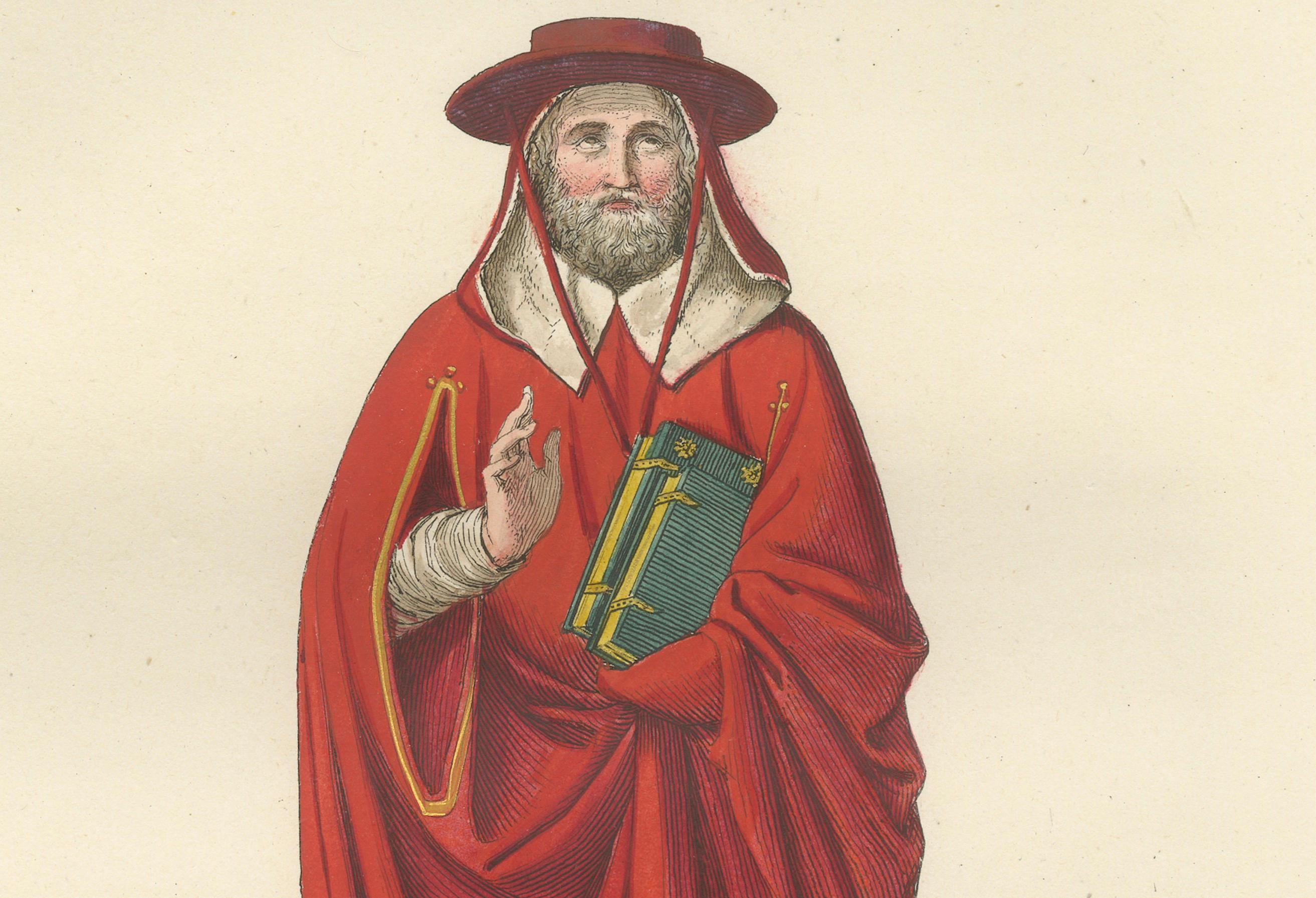 Cardinal, Commoner, and Florentine Noble in 15th-Century Italian Costume, 1845 In Good Condition For Sale In Langweer, NL