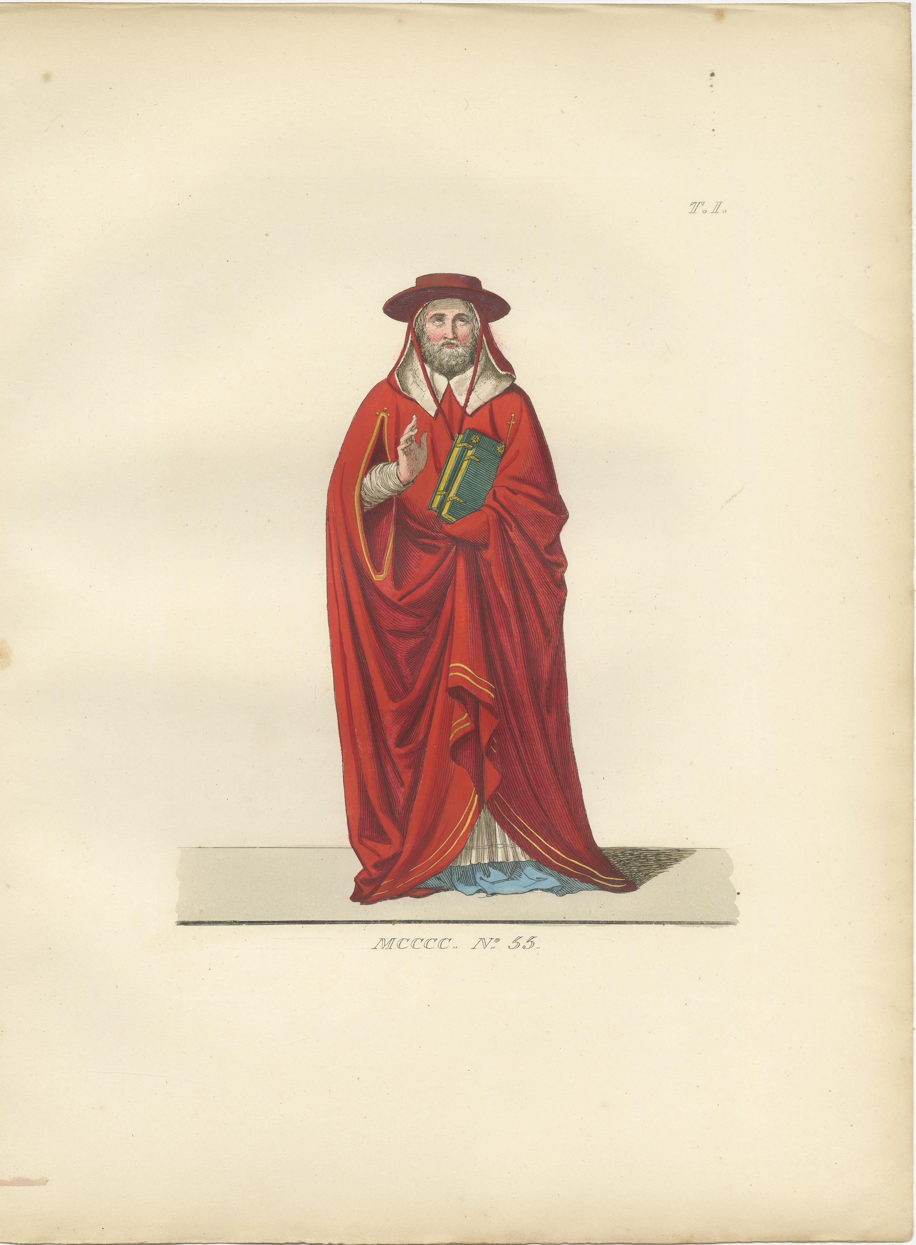 Paper Cardinal, Commoner, and Florentine Noble in 15th-Century Italian Costume, 1845 For Sale
