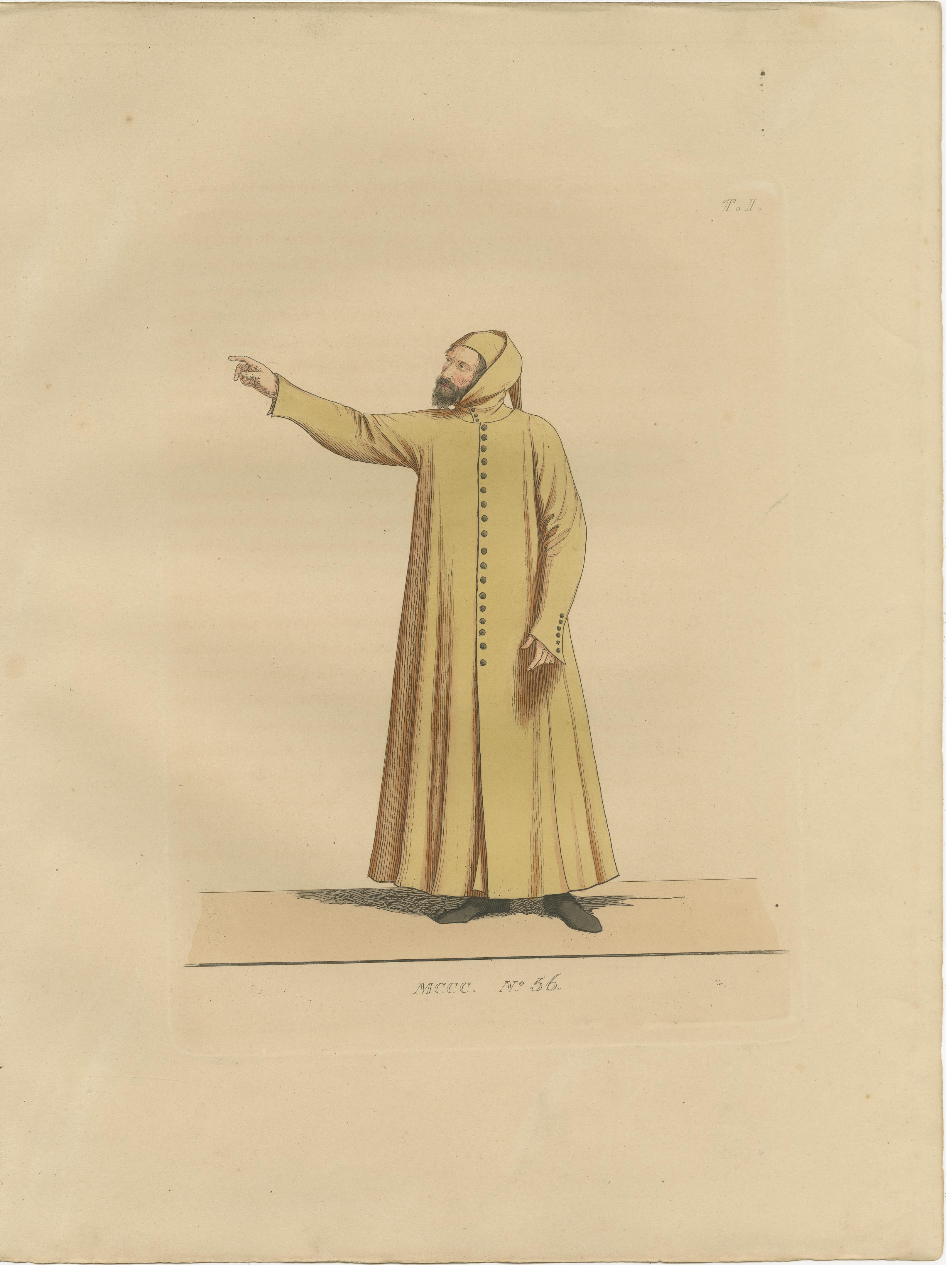 Cardinal, Commoner, and Florentine Noble in 15th-Century Italian Costume, 1845 For Sale 1