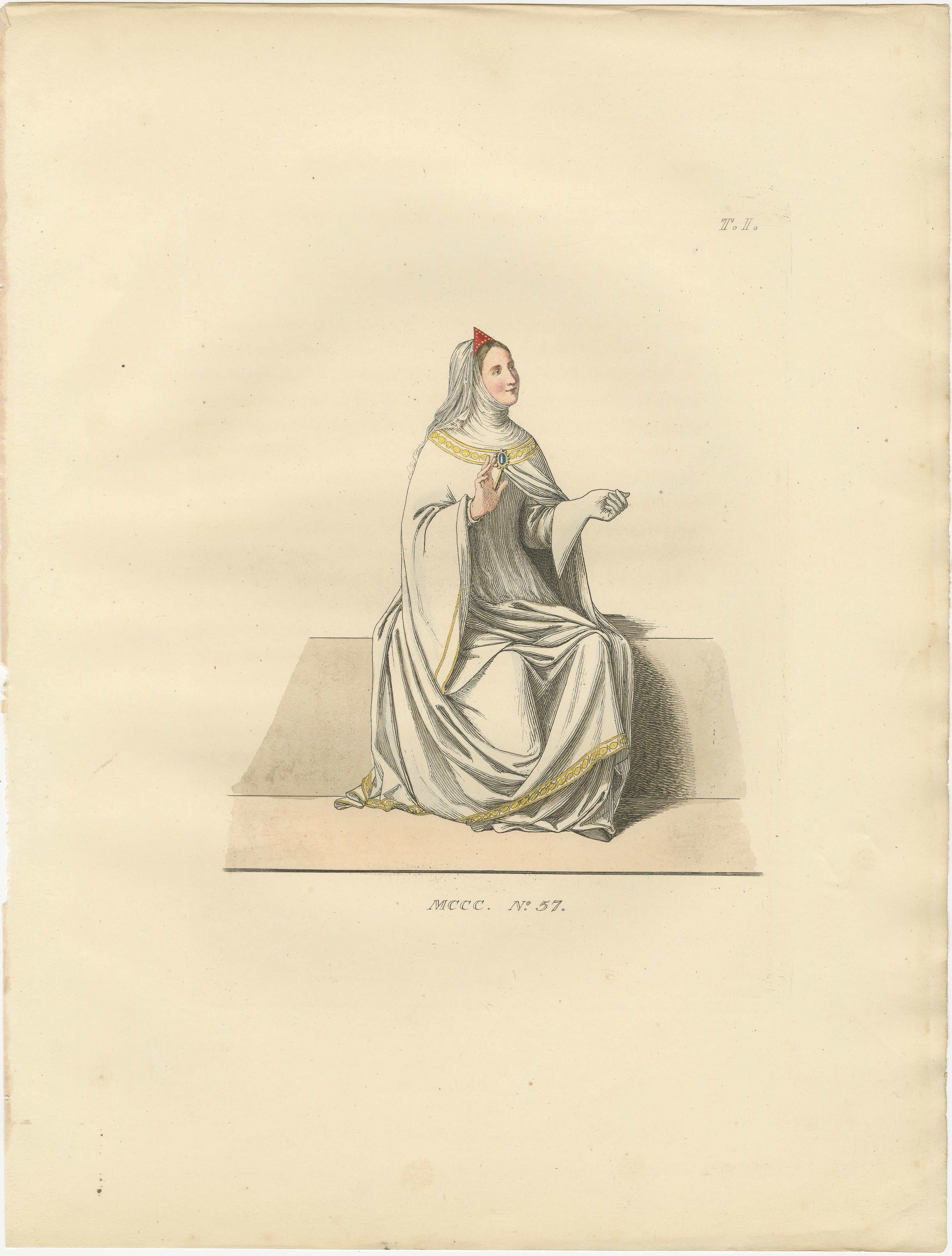 Cardinal, Commoner, and Florentine Noble in 15th-Century Italian Costume, 1845 For Sale 2