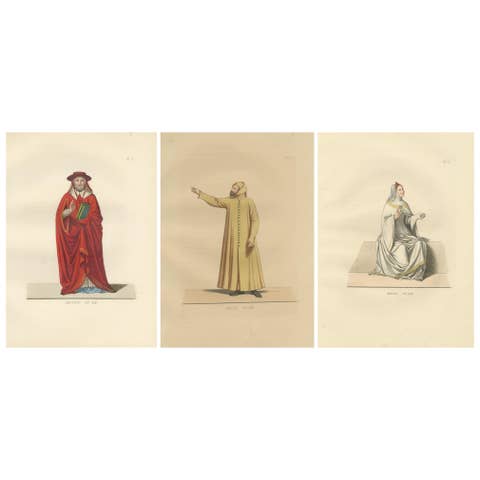 Cardinal, Commoner, and Florentine Noble in 15th-Century Italian Costume, 1845