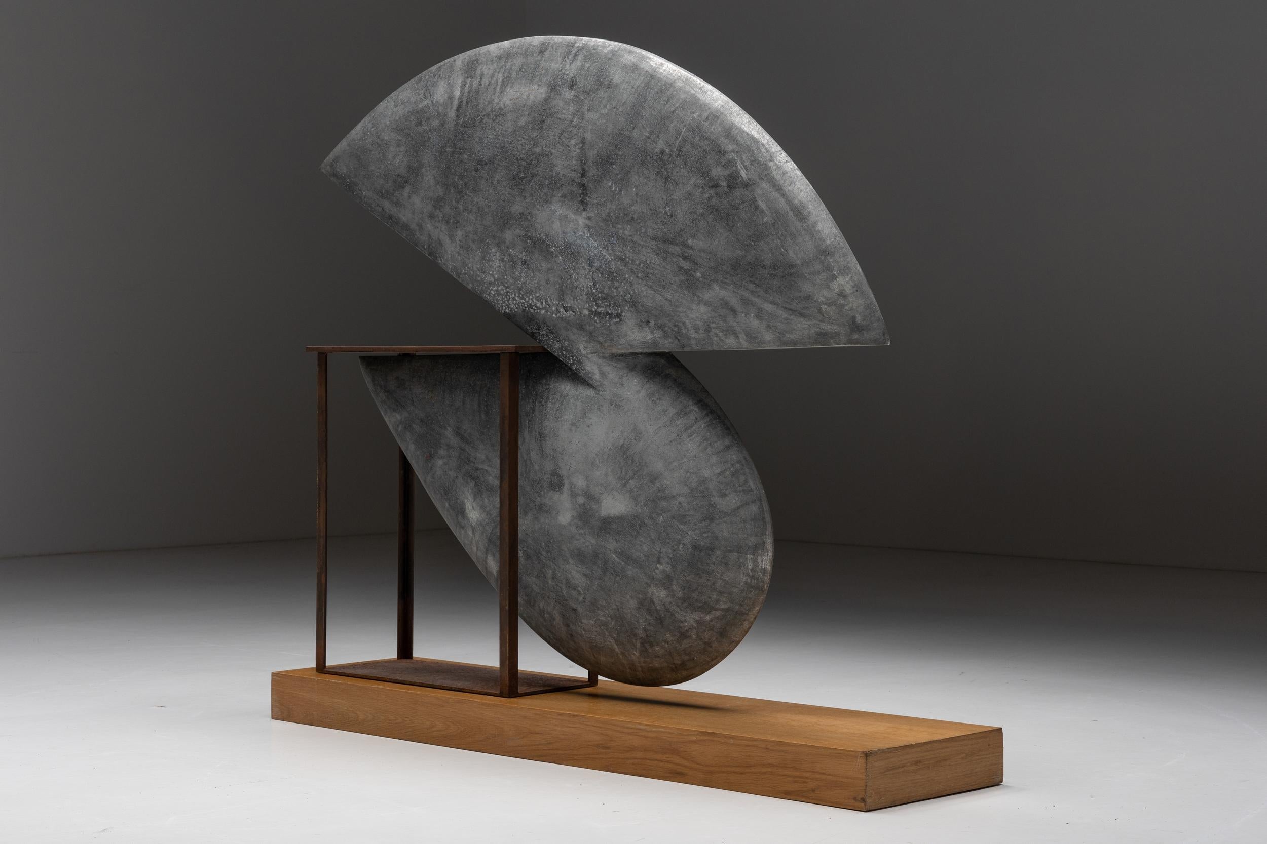 Cardinal sculpture; Win Knowlton; Sculpture; Abstract; Side Table; console table; weathering steel; corten steel; wood; aluminium; 

Cardinal sculpture by Win Knowlton, made in the United States in the 1980s. Abstract sculpture in aluminium, held