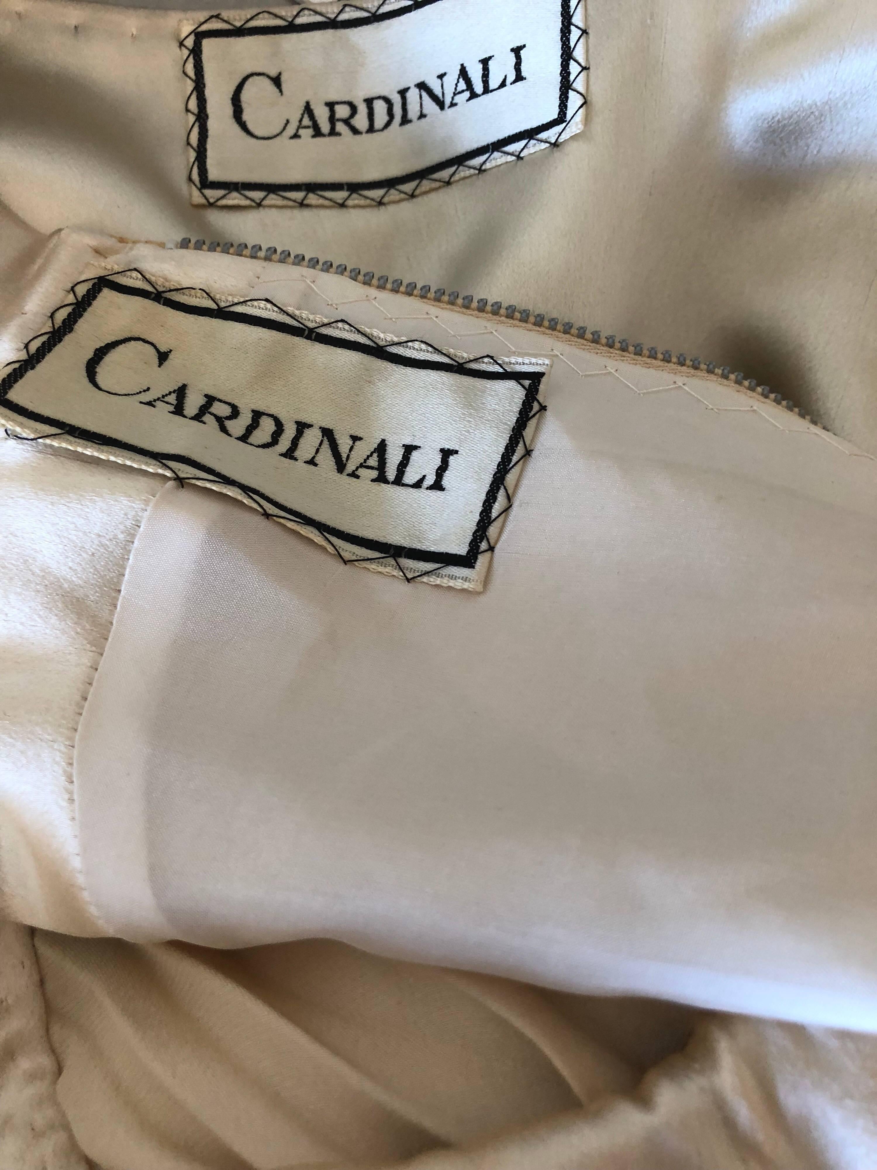 Cardinali 1960s Original Sample Ivory Silk Blouse + Black Rhinestone Waistcoat For Sale 5