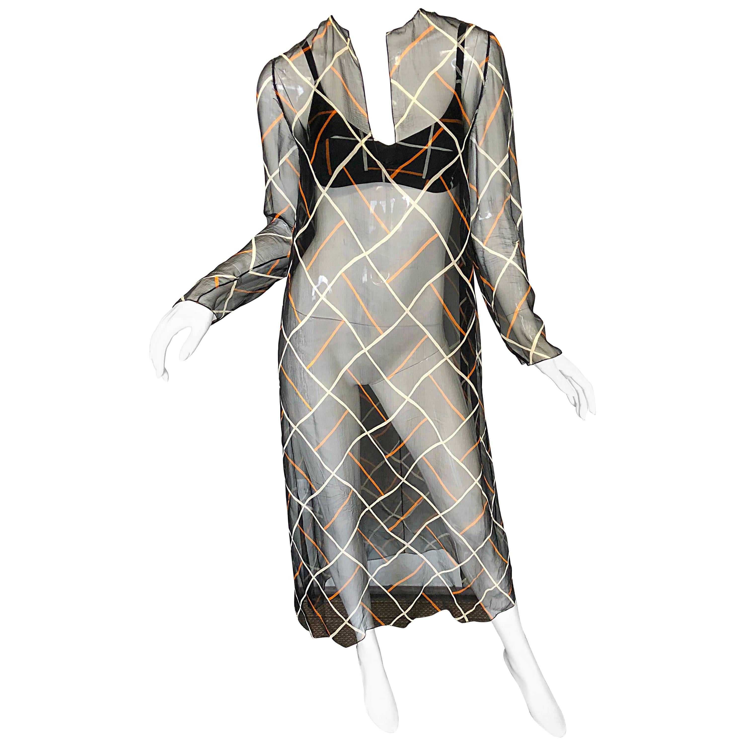 Cardinali Fall 1969 Original Sample Chiffon Bra & Sheer Vintage 60s Tunic Dress en vente
