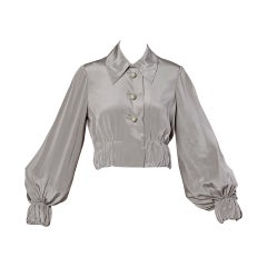 Cardinali Vintage Couture 1970s Silk Jacket with Marbled Bobble Buttons