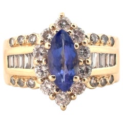Cardow Signed Vintage 14K Yellow Gold 1.00ctw Diamond 0.88ctw Tanzanite Ring