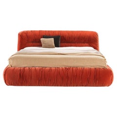 Mambo Bed, Velvet orange,  Made in Italy