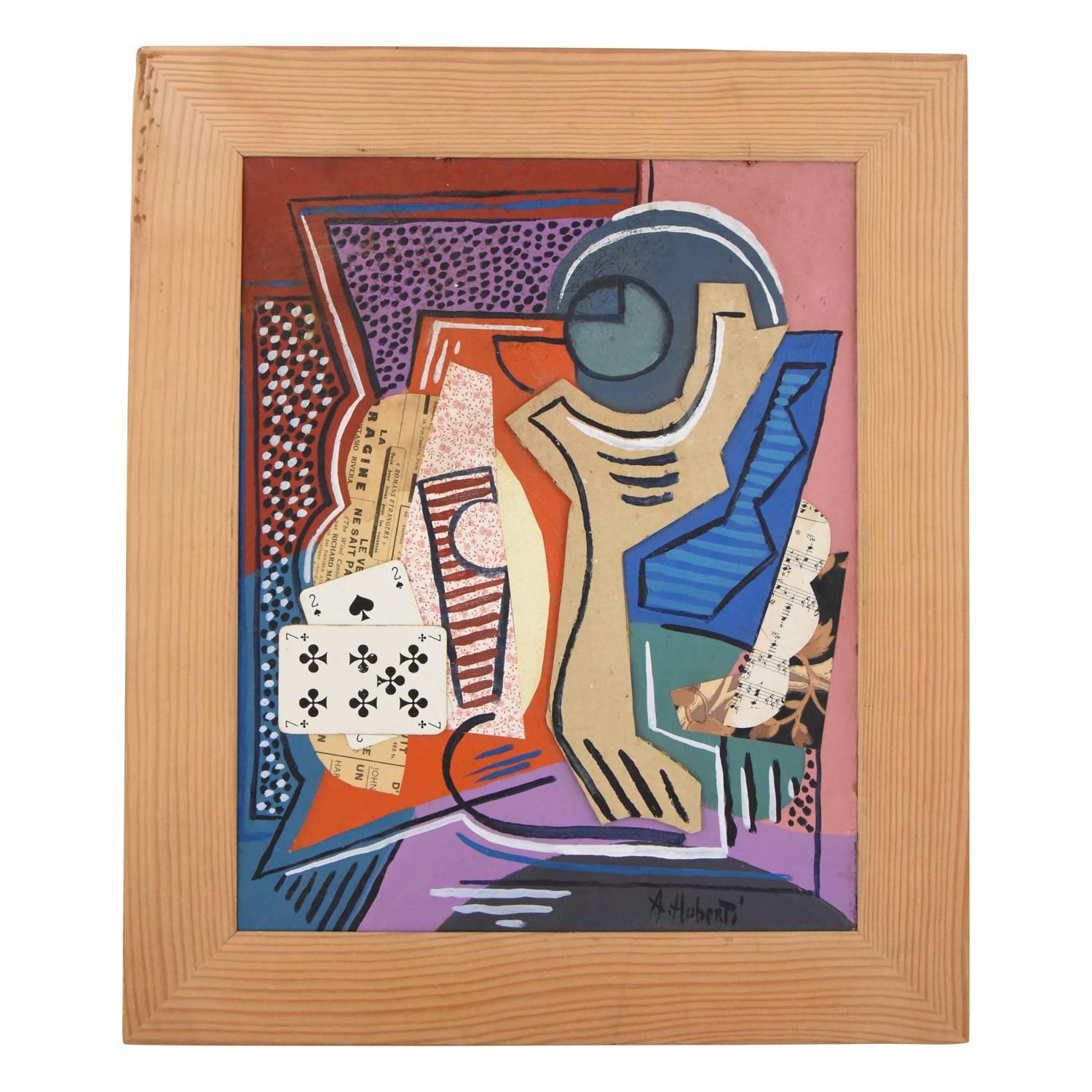   Cubist Collage with Playing Cards and Staff Paper Antonio Huberti 1940 France
