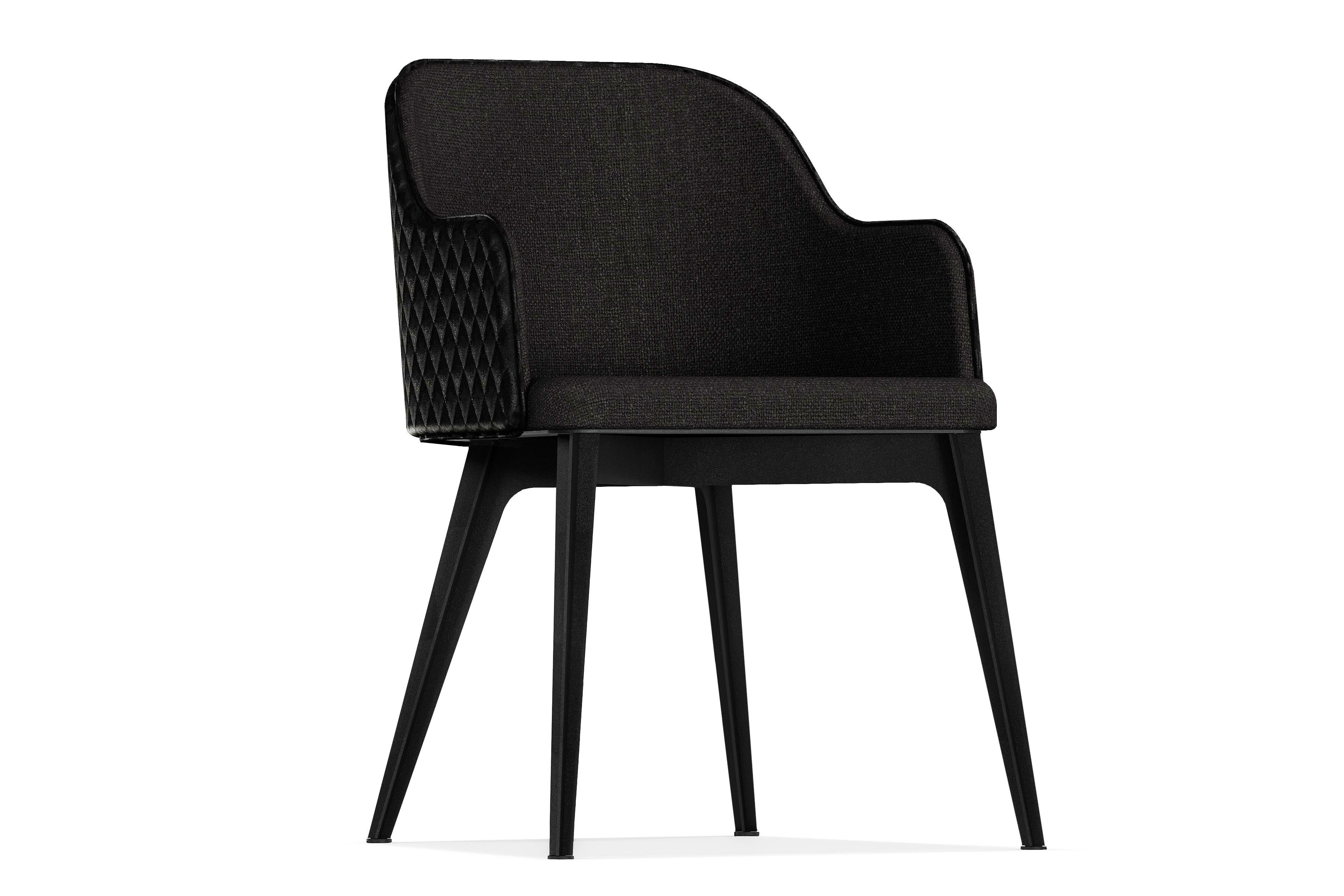 Care gepolsterter Sessel mit schwarzen Stahlbeinen (Südafrikanisch) im Angebot