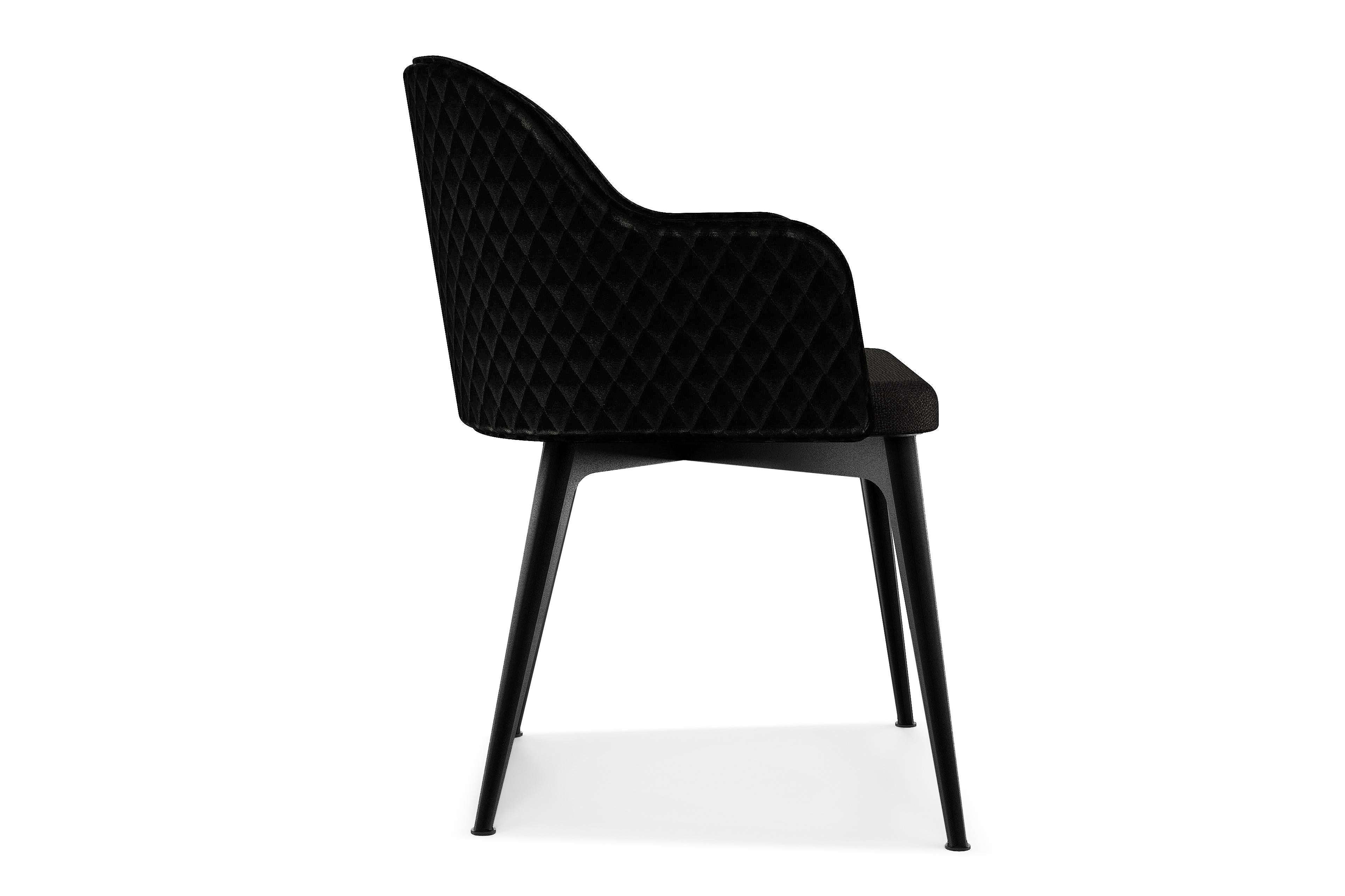 Care gepolsterter Sessel mit schwarzen Stahlbeinen (Pulverbeschichtet) im Angebot