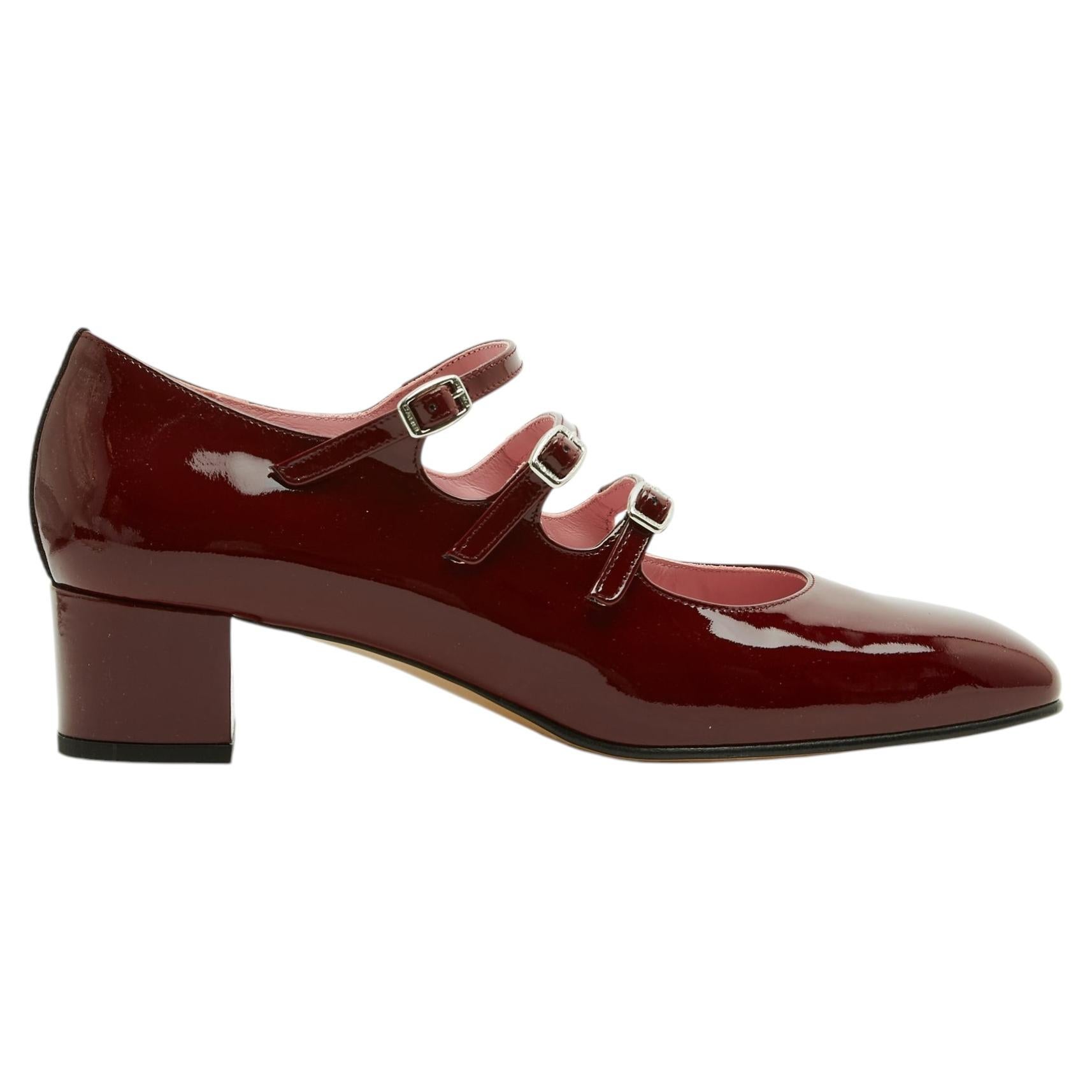 Carel 2026 Escarpin Babies Kina EU40 Burgundy Patent Leather Shoes UK6.5 US9 NIB