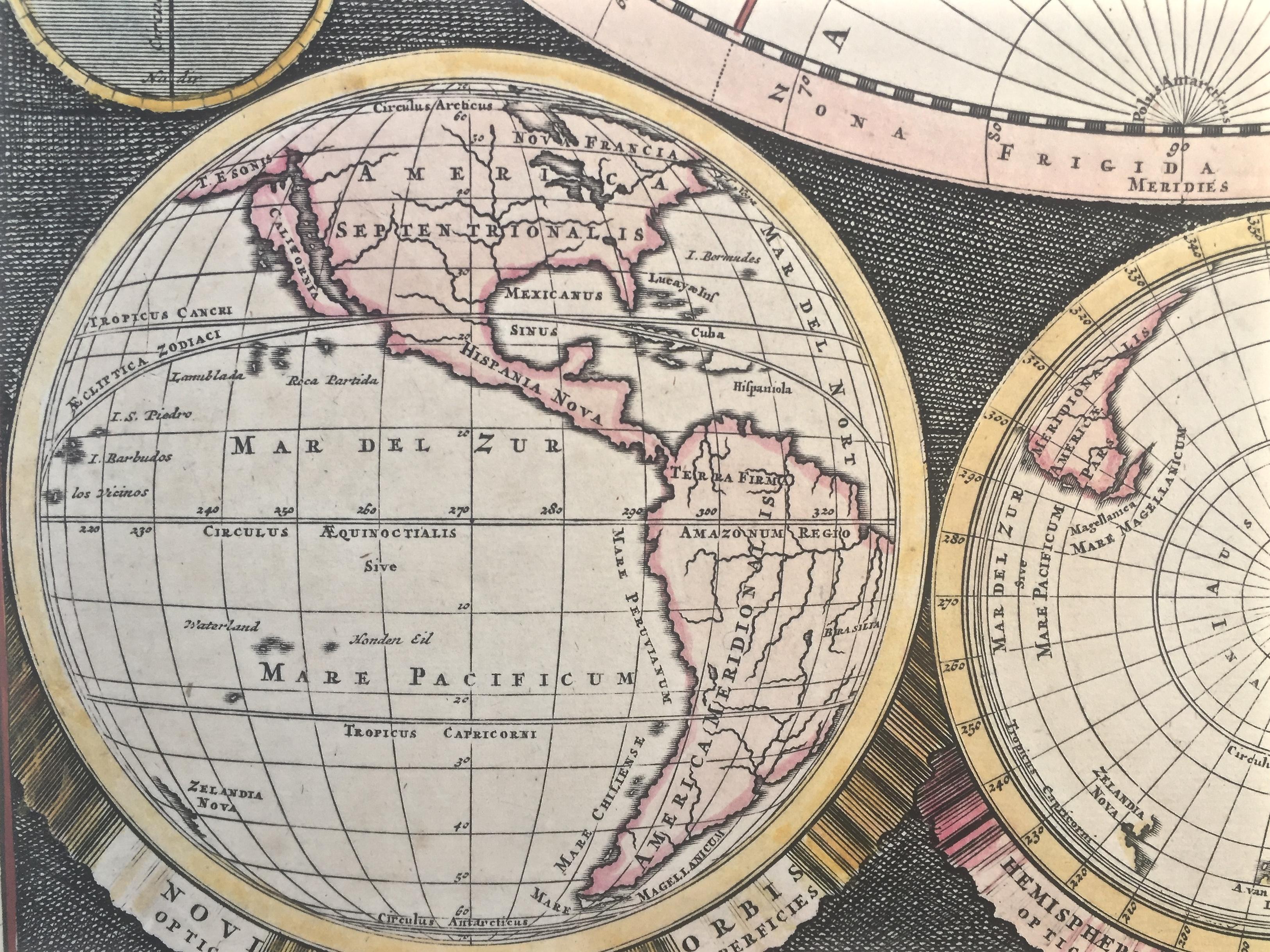 Planisphaerium Terrestre Vintage Map Sive Terrarum Orbis 1696 