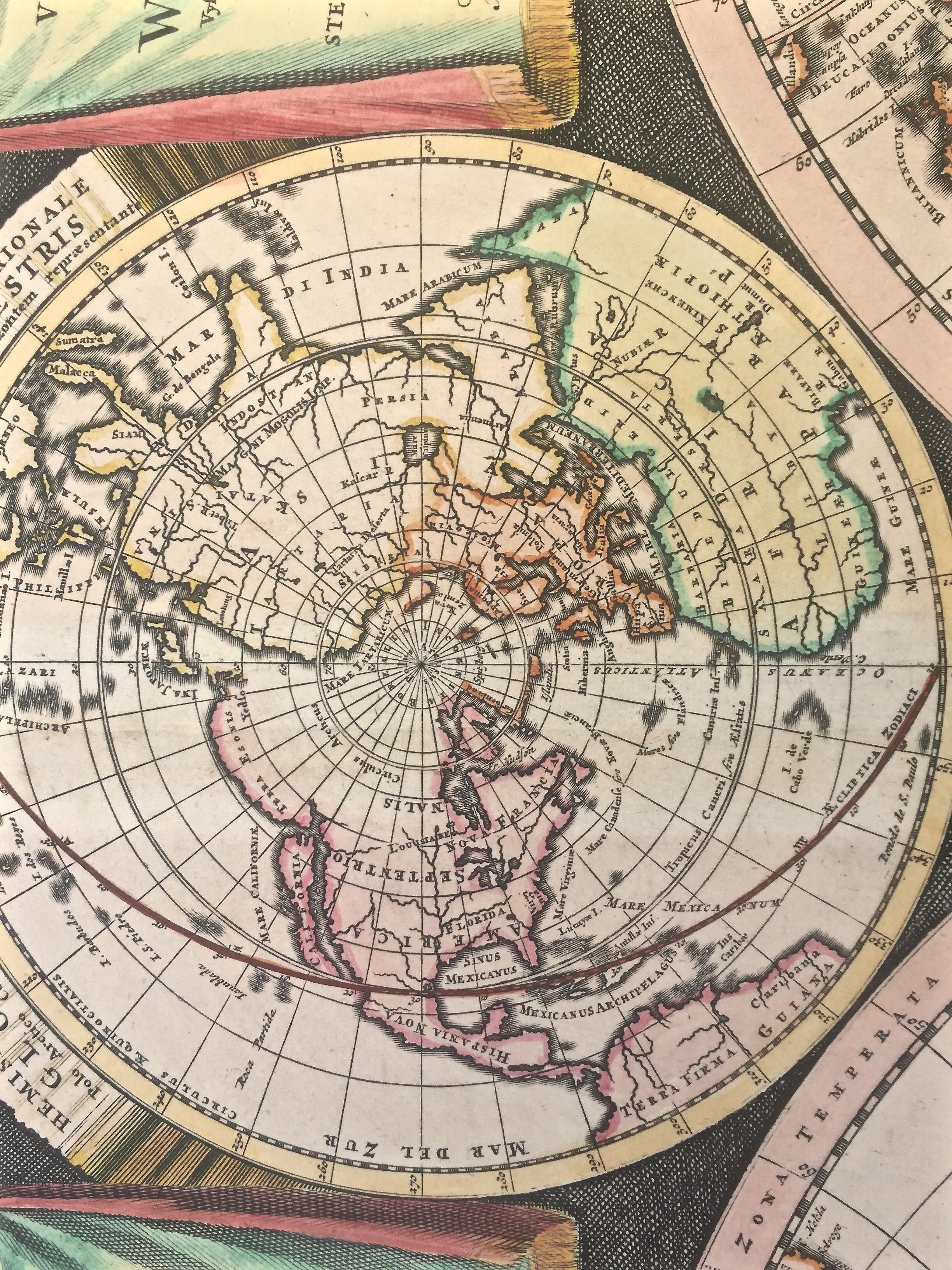 WORLD MAP - Planisphaerium Terrestre Sive Terrarum Orbis... 1696 - Old Masters Print by Carel Allard