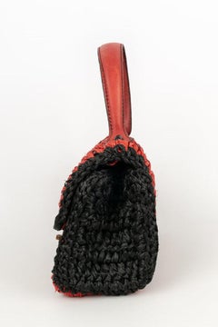 Carel Red and Black Raffia Bag