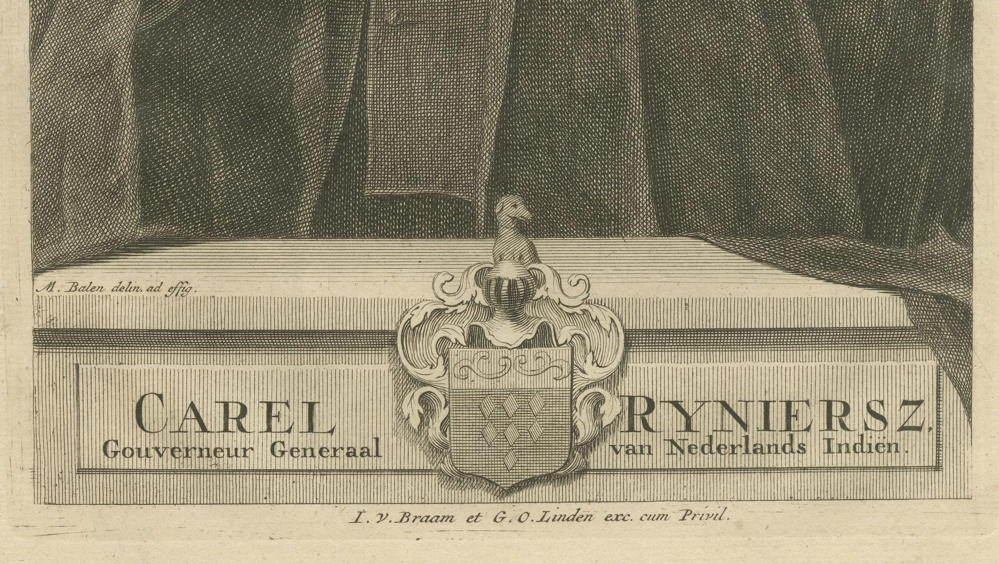 Carel Reyniersz: Esteemed Governor-General of the VOC, Dutch East Indies, 1724 In Good Condition For Sale In Langweer, NL