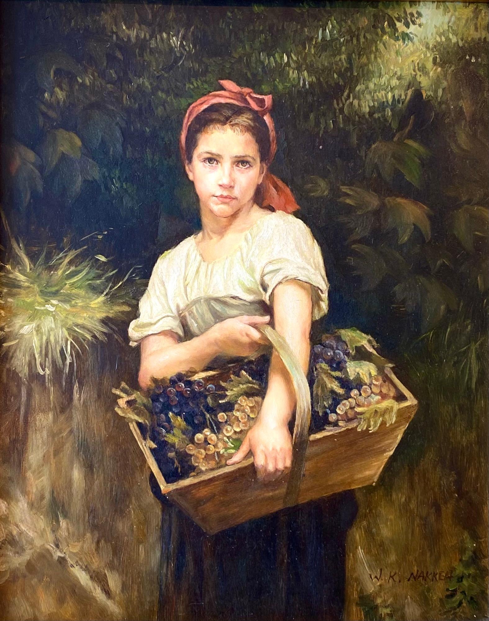 'Girl with Grapes' by Willem Carel Nakken (1835 – 1926) Dutch Painter
