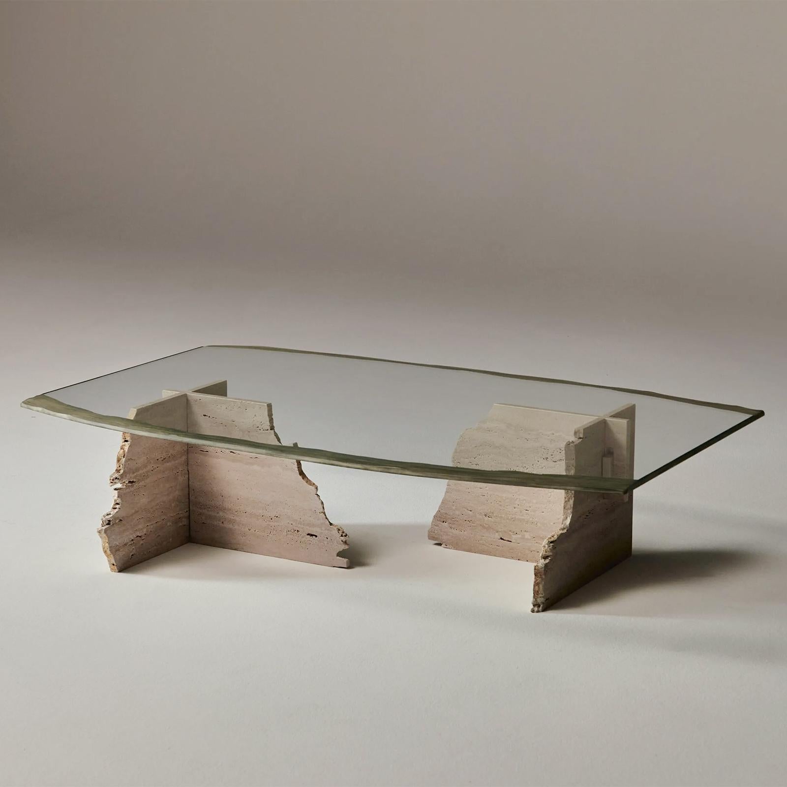 Italian Careletto Travertine Coffee Table For Sale