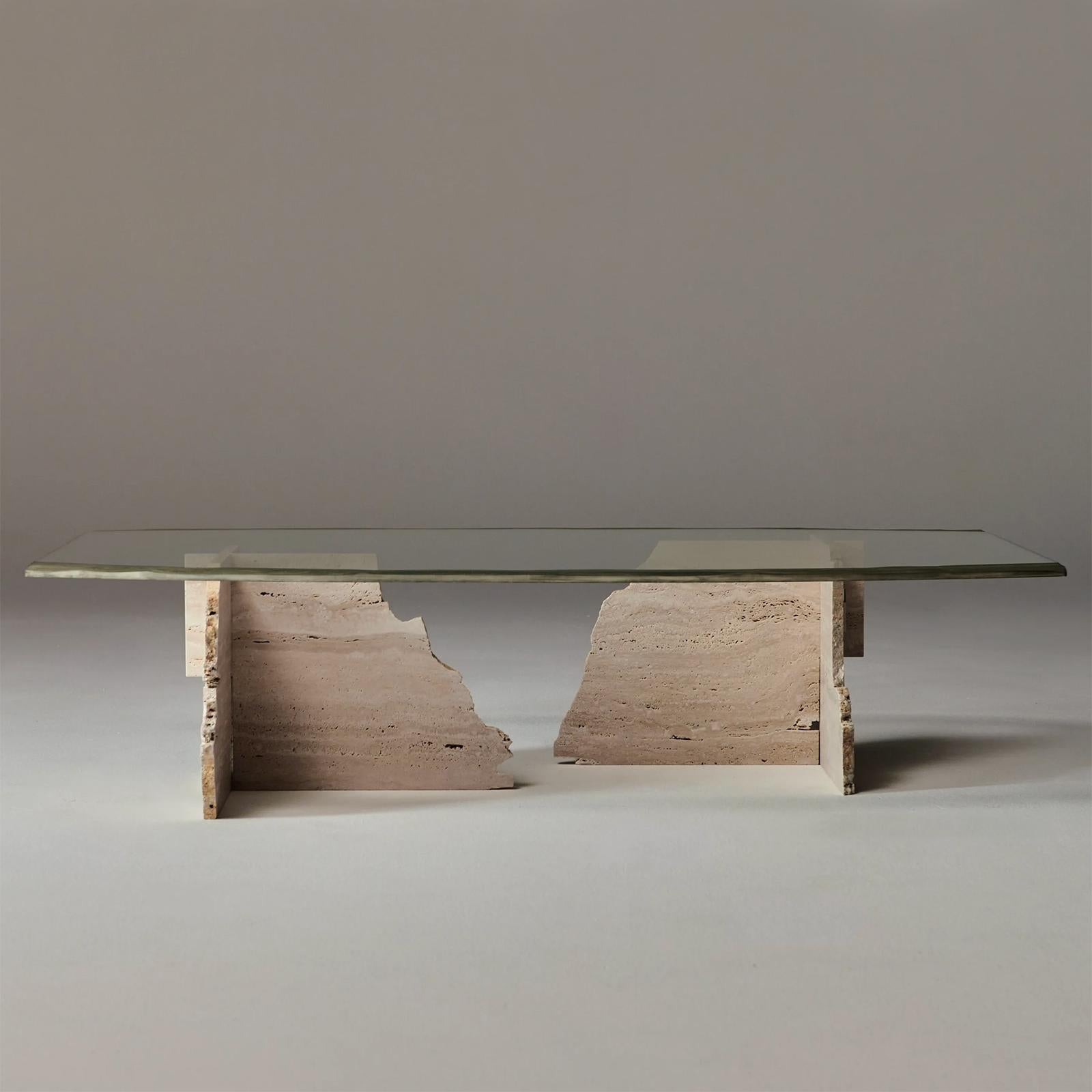 Cast Careletto Travertine Coffee Table For Sale