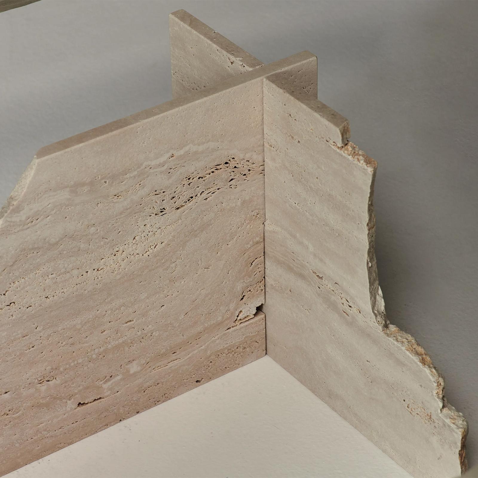 Glass Careletto Travertine Coffee Table For Sale
