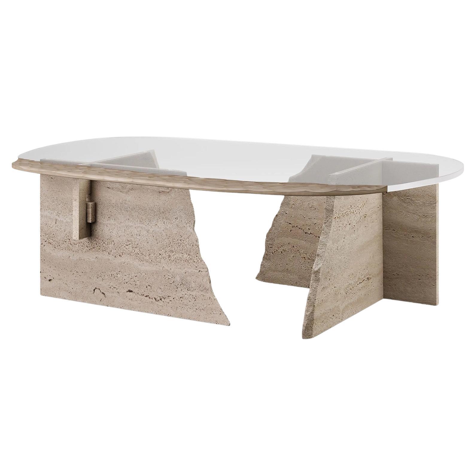 Careletto Travertine Oval Coffee Table