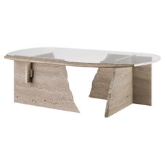 Mesa baja ovalada de travertino Careletto