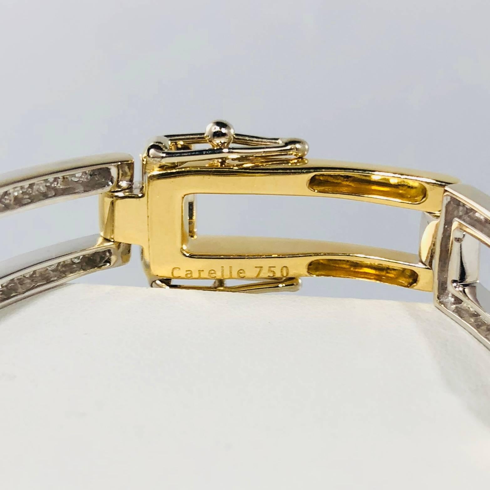 Carelle 18 Karat Two-Tone Gold and Diamond Contemporary Link Bracelet 1