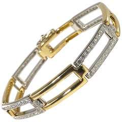 Carelle 18 Karat Two-Tone Gold and Diamond Contemporary Link Bracelet