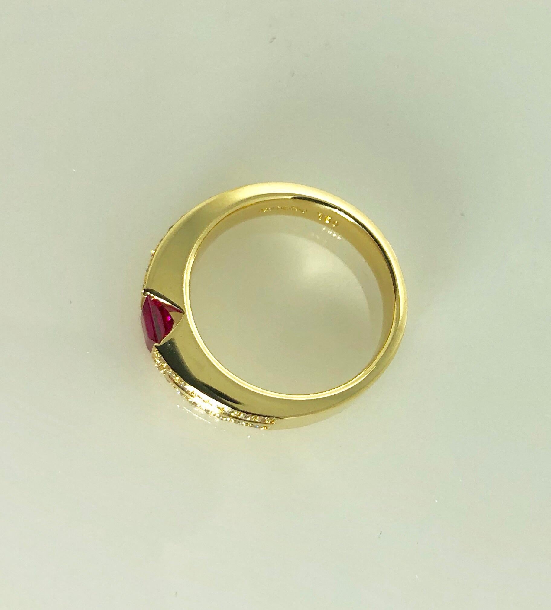 Carelle 18 Karat Yellow Gold Diamond and Ruby Contemporary Ring 6