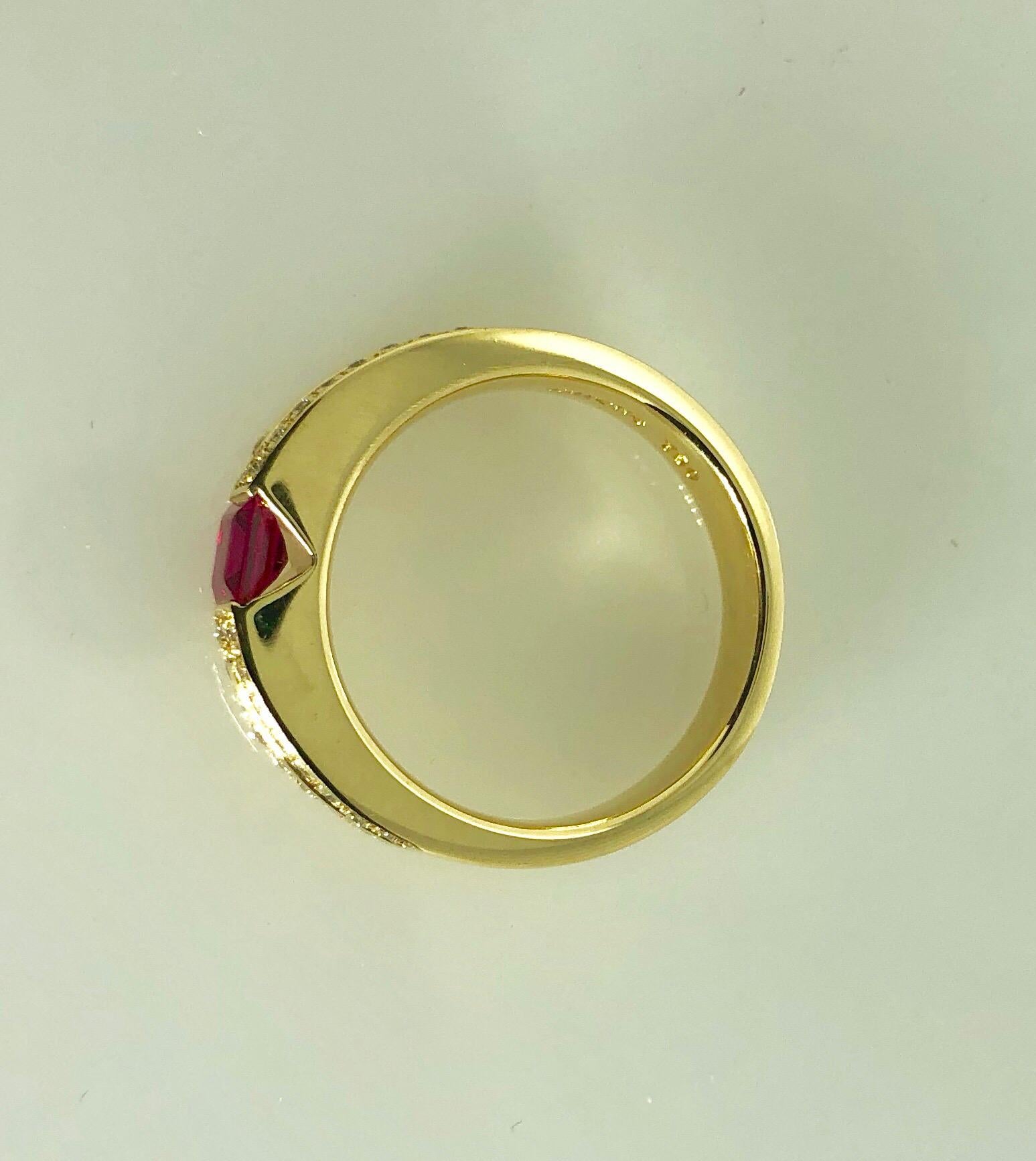 Carelle 18 Karat Yellow Gold Diamond and Ruby Contemporary Ring 8