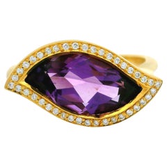 Carelle 18k Gold 3,69ctw Amethyst & Diamant Wavy Matter Ring mit Originalverpackung