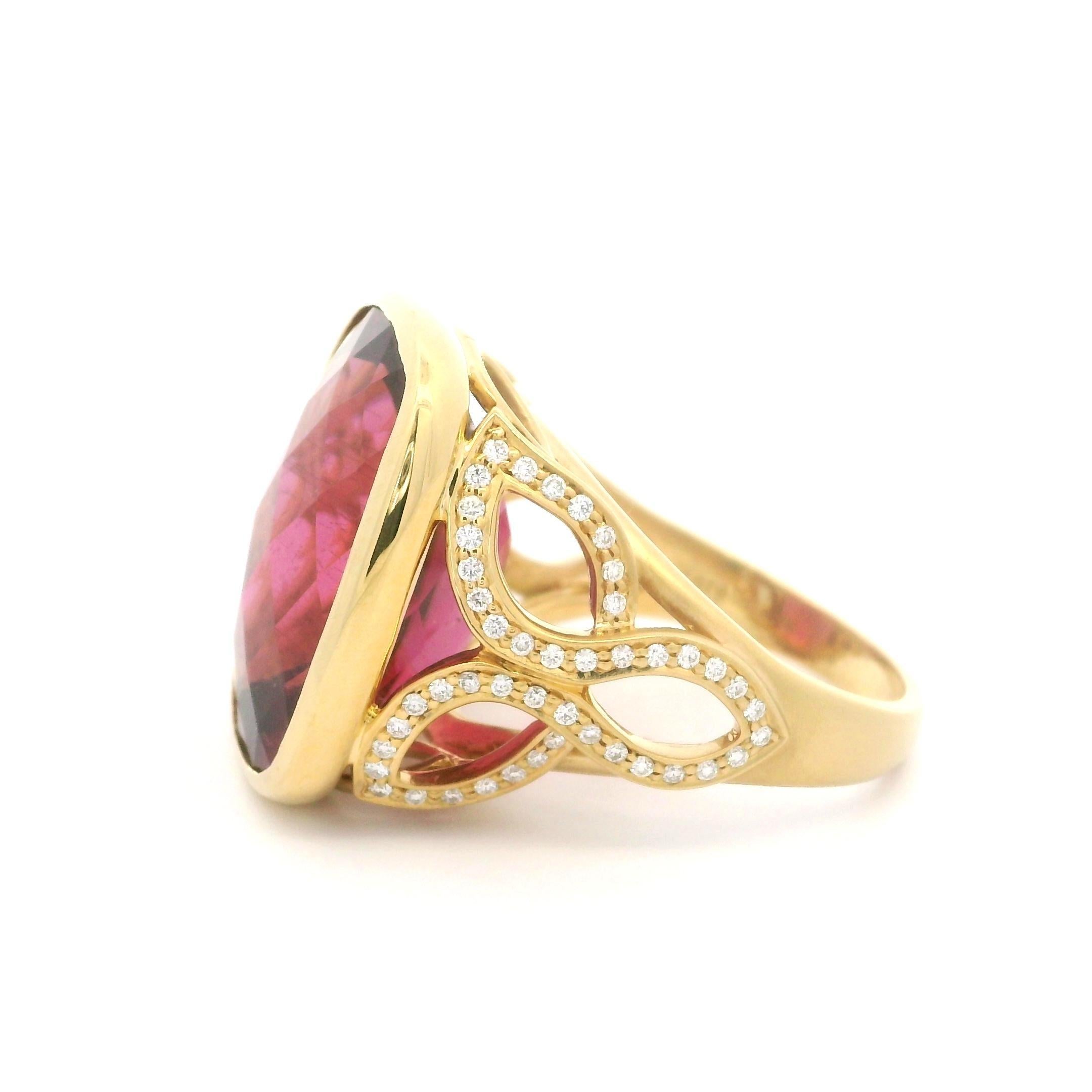 Carelle Anillo de Oro de 18 quilates GIA 24,96 ctw Bisel Grande Turmalina Rosa Diamante Mate 2