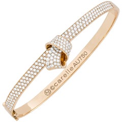 Carelle 18K Rose Gold and 1.64 Carat Pave Diamond Knot Bracelet