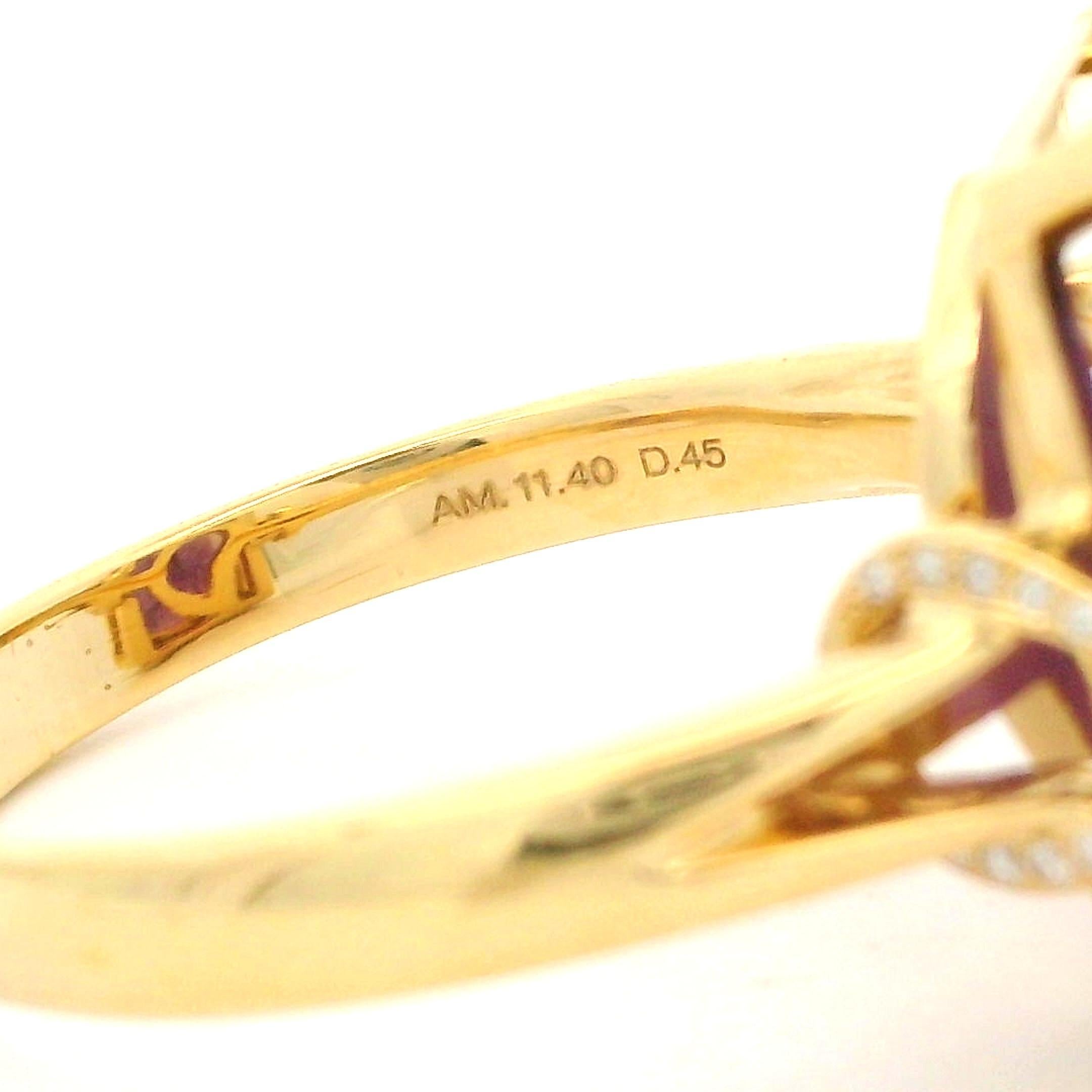 Carelle 18k Yellow Gold 11.85ctw Emerald Cut Amethyst & Diamond Ring w/ Box In Excellent Condition For Sale In Montclair, NJ