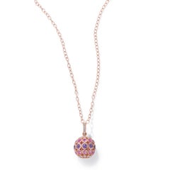 Carelle Disco Dots 4.58ct Color Sapphire Ball Pendant in 18K RG, .60ct Diamonds