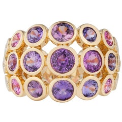 Carelle Disco Dots Band in 18K YG with 3.55ct Color Sapphire and 0.24ct Diamond