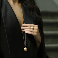 Carelle Disco Dots Diamond Ball Pendant in 18 Karat YG with 2.05 Carat Diamond