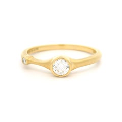 Carelle Solid 18k Yellow Gold 0.27ctw Diamond Brushed Finish Band Ring w/ Box