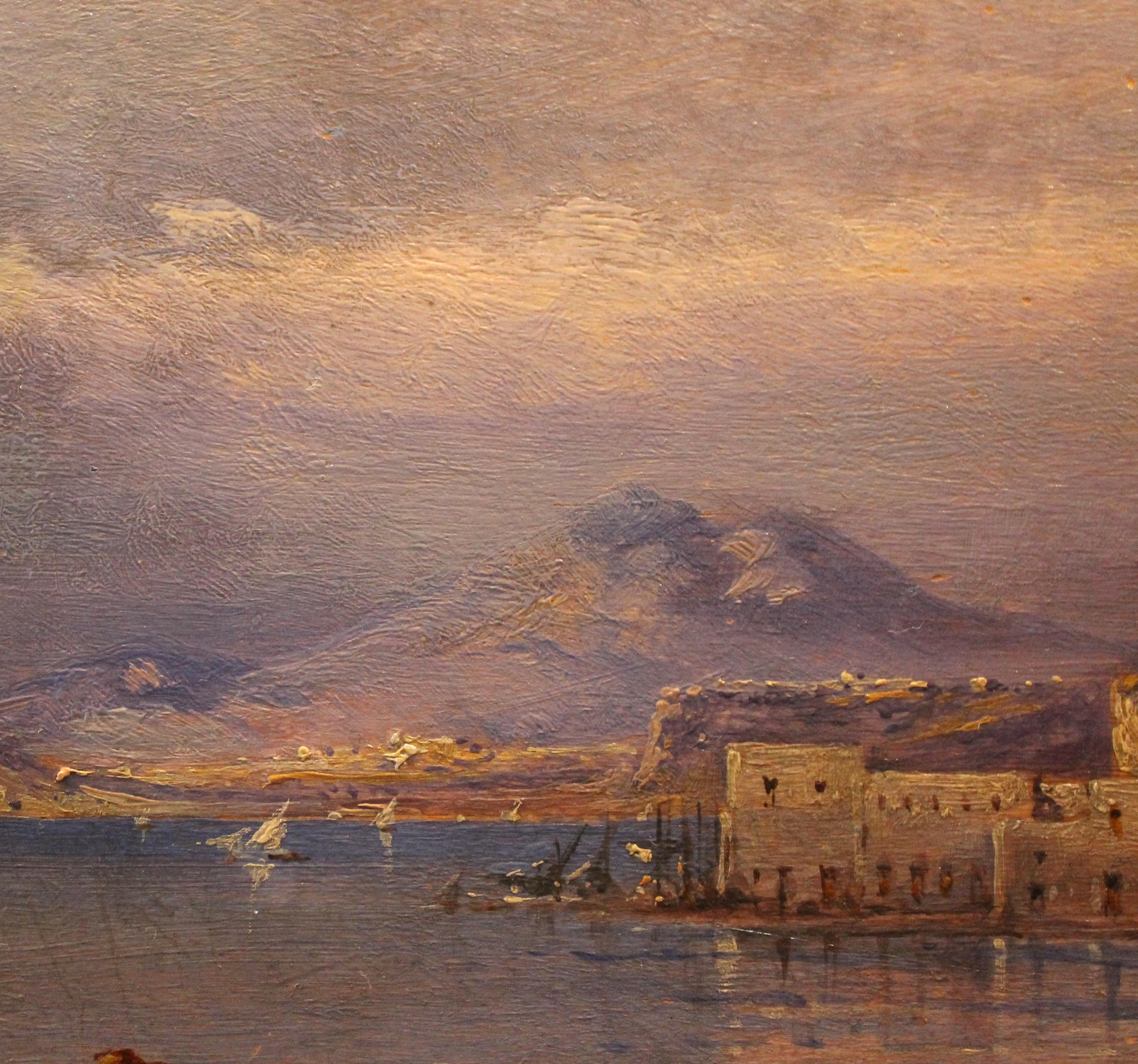 Carelli, huile sur carton italienne rectangulaire du 19ème siècle, peinture de paysage maritime en vente 2