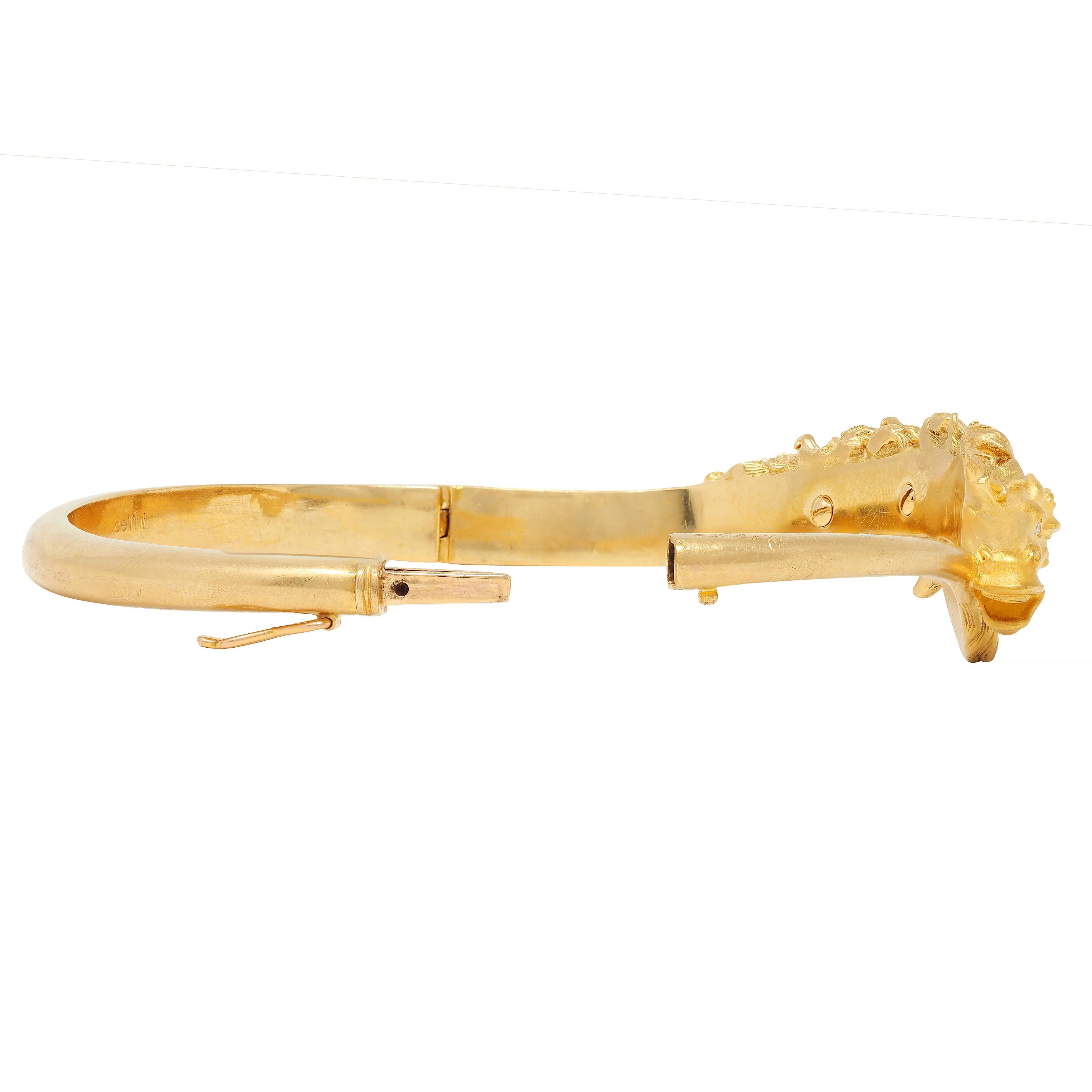 Carerra y Carerra Diamond 18 Karat Yellow Gold Ecuestre Horse Bangle Bracelet 4