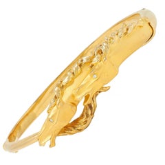 Carerra y Carerra Diamond 18 Karat Yellow Gold Ecuestre Horse Bangle Bracelet