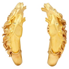 Carerra y Carerra Diamond 18 Karat Yellow Gold Ecuestre Horse Earrings