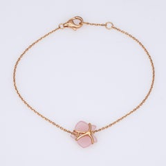 Caresse D'orchidees Par Cartier Bracelet Pink Chalcedony Diamond Estate 18k Gold