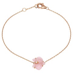 Caresse D'orchidees Par Cartier Bracelet Pink Chalcedony Diamond Estate 18k Gold