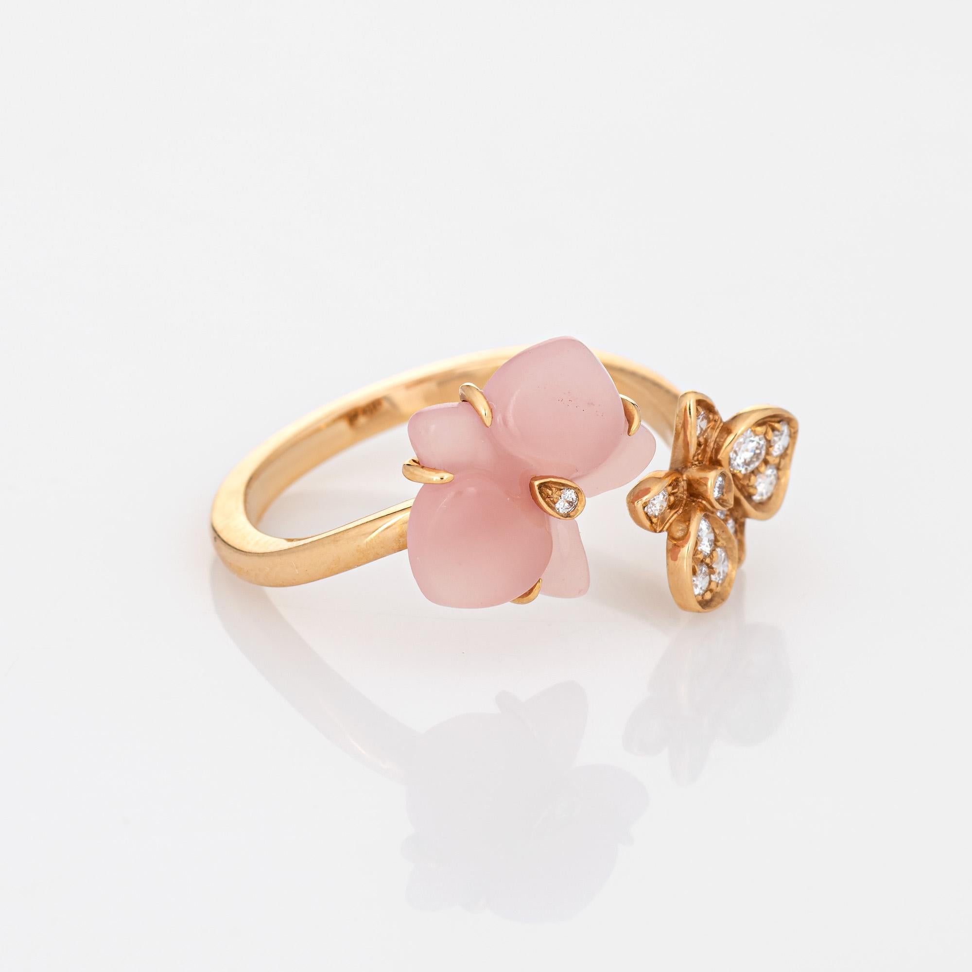 Contemporary Caresse D'orchidees Par Cartier Ring Pink Chalcedony Diamond 52 Estate 18k Rose