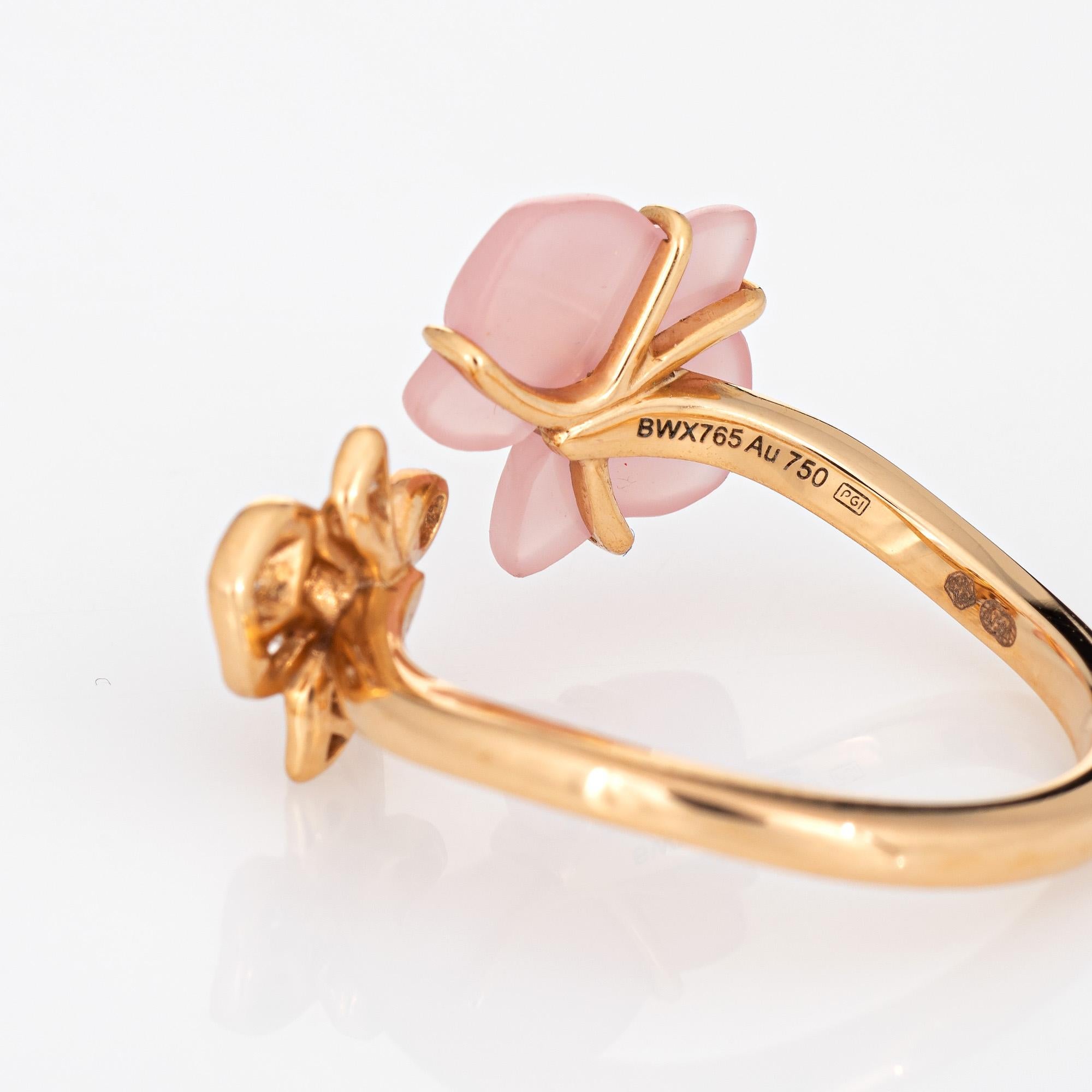 Women's Caresse D'orchidees Par Cartier Ring Pink Chalcedony Diamond 52 Estate 18k Rose