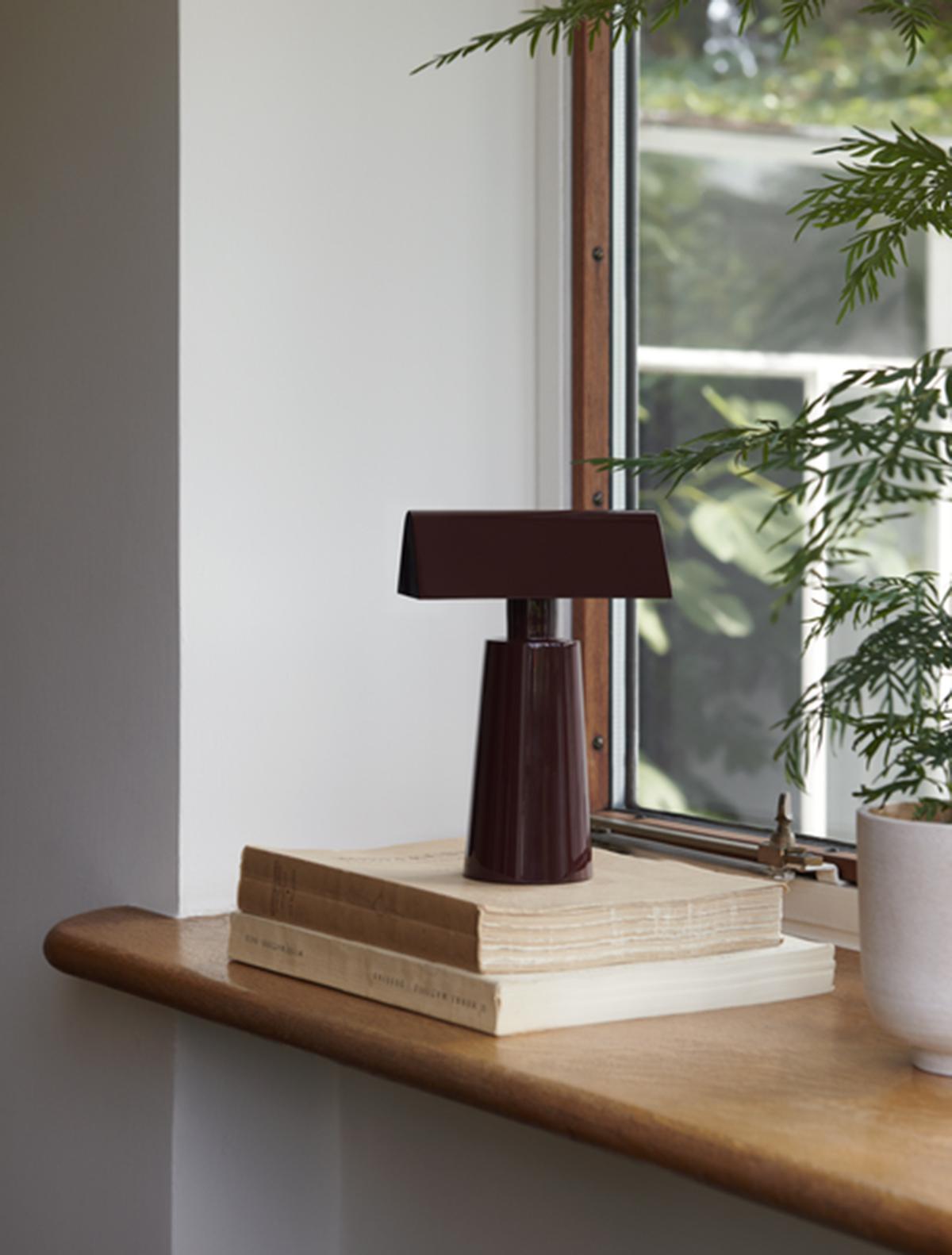 Scandinavian Modern Caret MF1 Dark Burgundy Portable Table Lamp, by Matteo Fogale for &Tradition For Sale