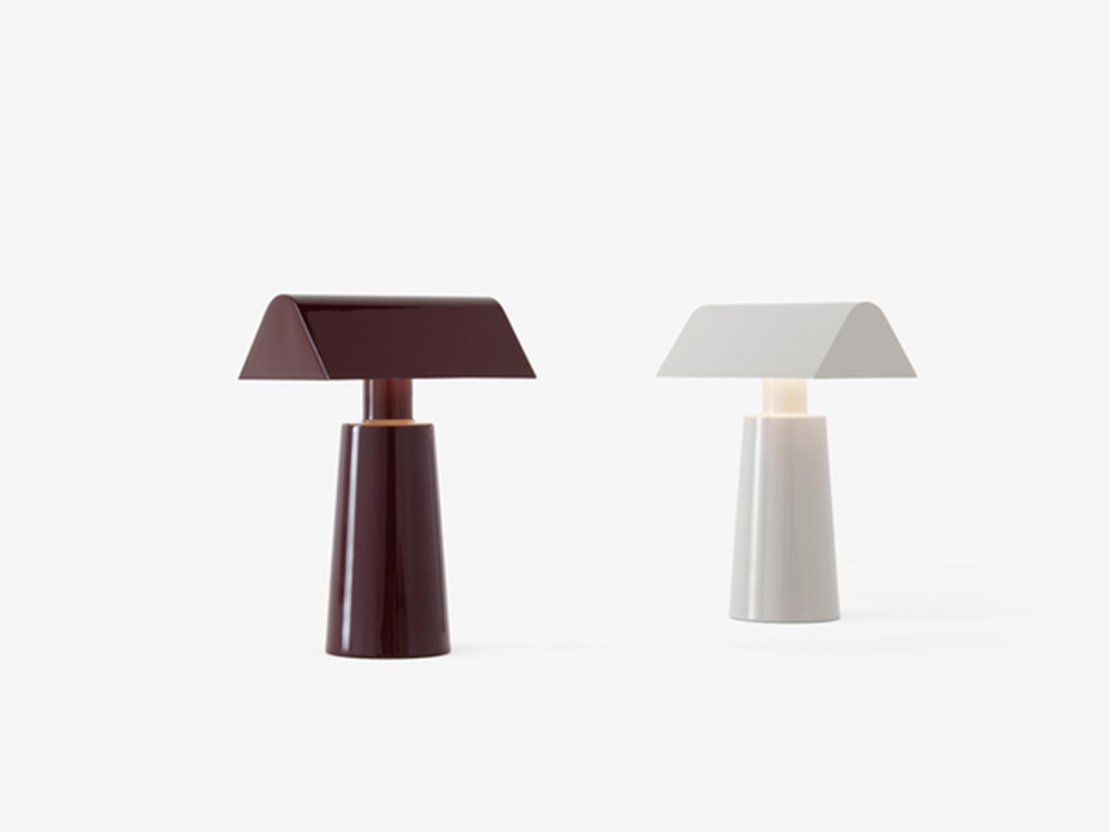 Danish Caret MF1 Dark Burgundy Portable Table Lamp, by Matteo Fogale for &Tradition For Sale