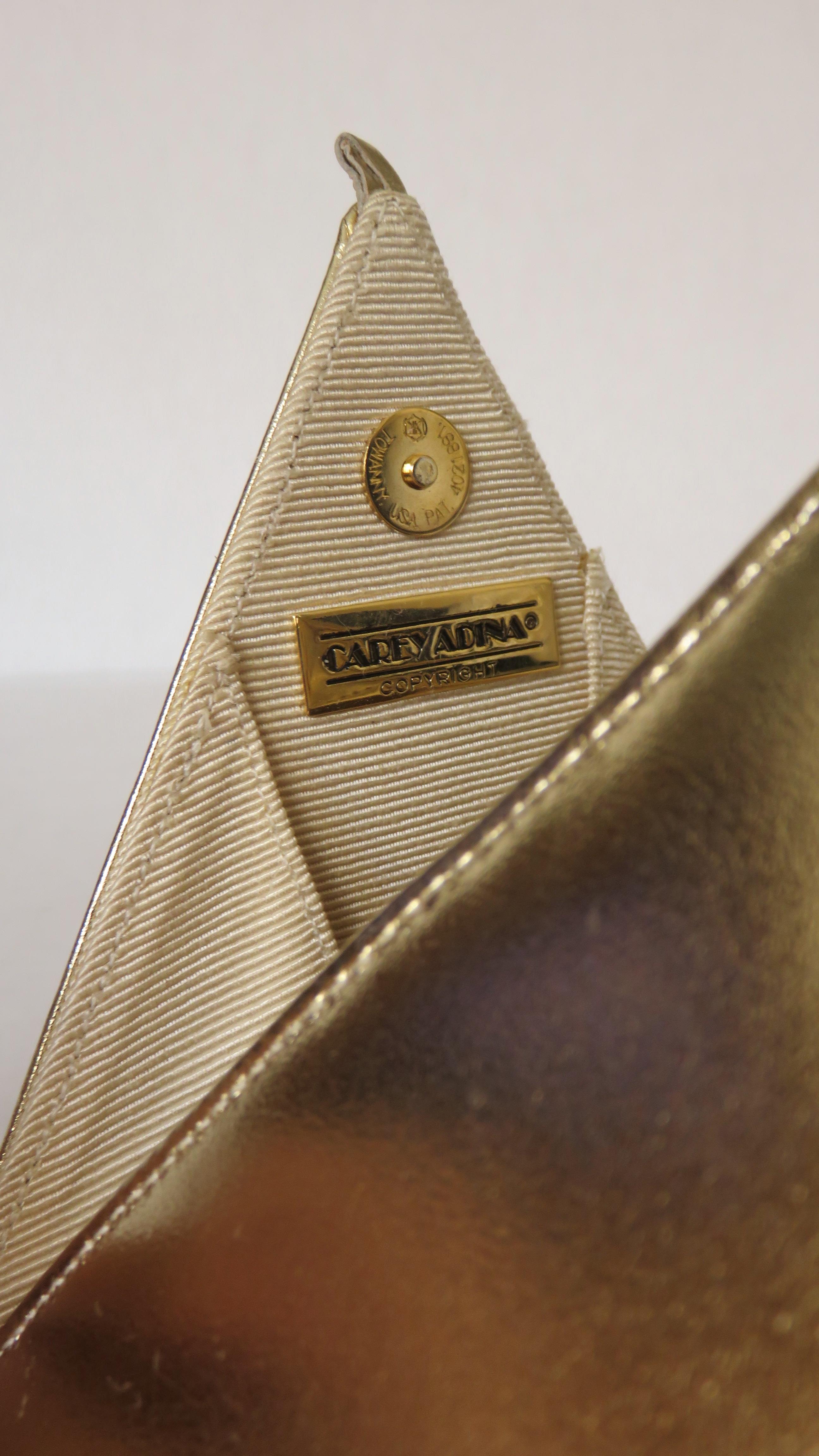 Carey Adina New Gold Leather Pyramid Box Bag 1990s 6